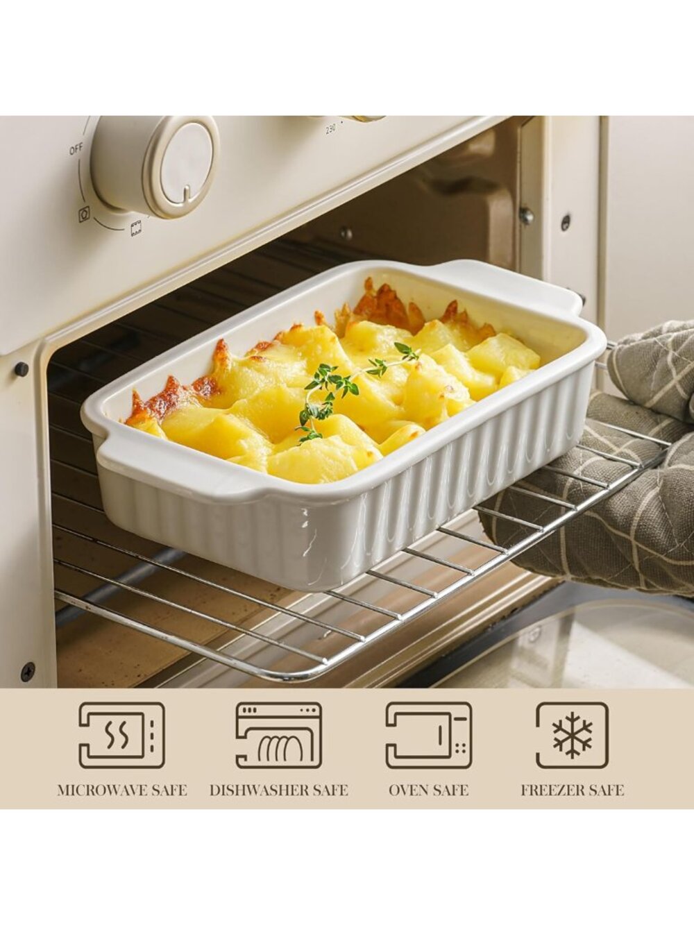 Set of 2 Mini Ceramic Casserole Dishes - 30 Oz Bakeware for Lasagna & Meal Prep - Picture 4 of 7